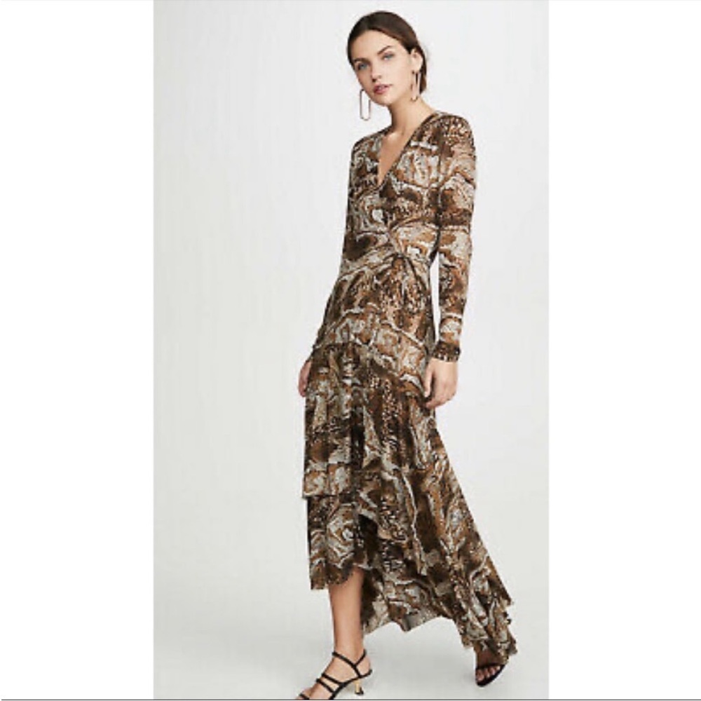 NWT Ganni Tiger Eye Brown Patterned Maxi Dress